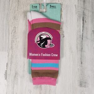 NWT Justin Boots Fashion Cushioned Sole Striped Crew Socks Women's Size Small